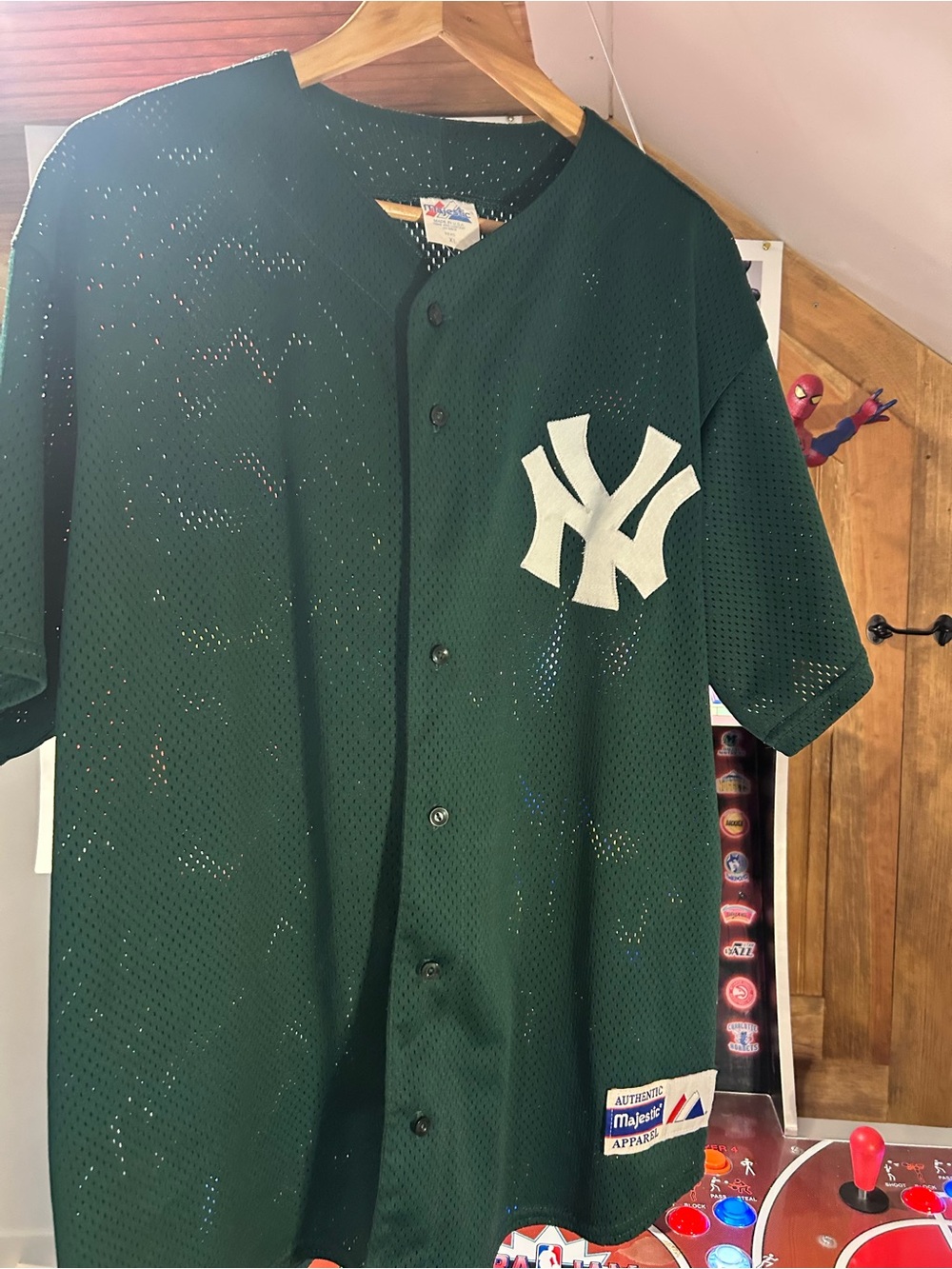 Throwback Majestic New York Yankees Green Mesh Baseball Jersey